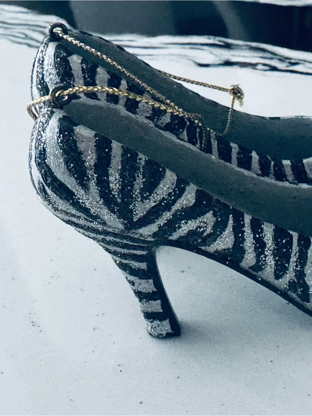 Silver & Black Glitter Zebra Pointed Pumps